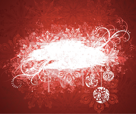 Grunge christmas banner on the red background.のイラスト素材