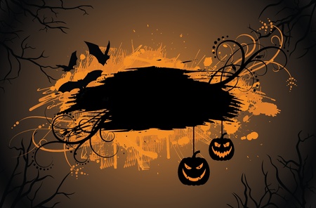 Grunge halloween background with bats and pumpkins.のイラスト素材