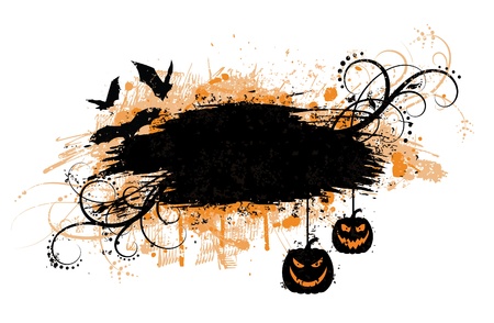 Grunge halloween banner with bats and pumpkins.のイラスト素材