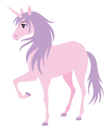 Cute pink unicorn with a purple hair.のイラスト素材