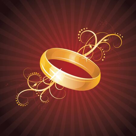 Gold ring on the red background  のイラスト素材
