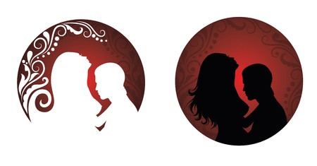 Silhouettes in a circle. のイラスト素材