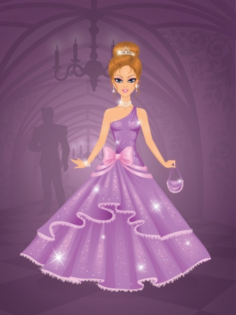 Cute princess in castle waiting for the prince のイラスト素材