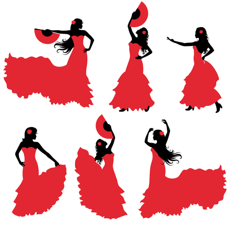 Flamenco dancer silhouette set.のイラスト素材