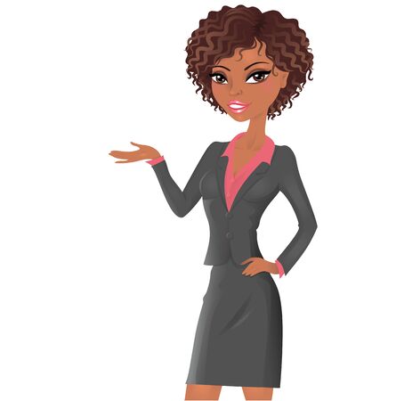 Cute afro american businesswoman isolated on white.のイラスト素材