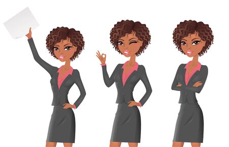 Set of afro american businessman. Isolated on white.のイラスト素材