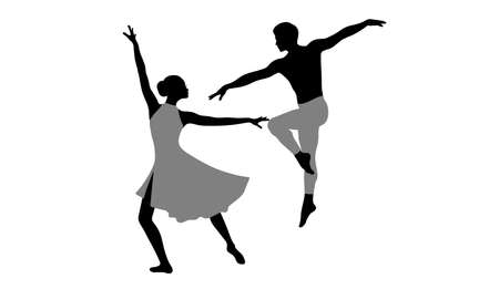 Beautiful couple dancing ballet. Isolated on white.のイラスト素材