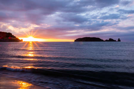 Beautiful sunset at seaside. Beautiful nature background.