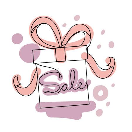 Abstract image with a black line of a gift.のイラスト素材