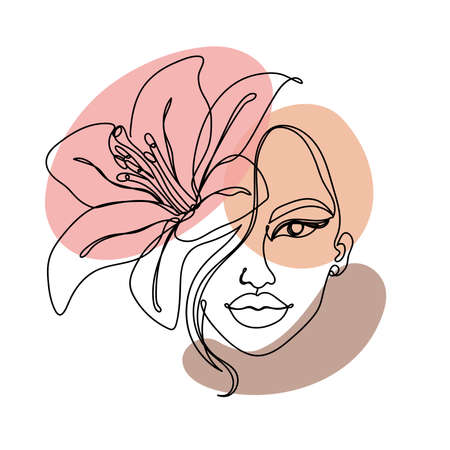Abstract image in a linear style of a woman.のイラスト素材