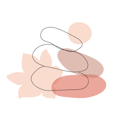 Abstract image of stones and a flower.のイラスト素材