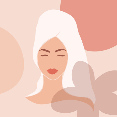 Abstract image of a woman with a towel.のイラスト素材
