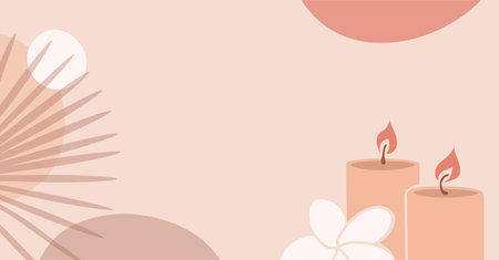 Abstract banner of candles and a flower.のイラスト素材