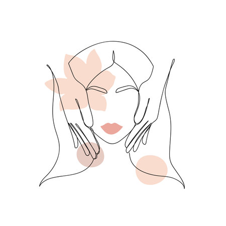 Abstract image of a woman and hands.のイラスト素材