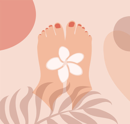 Abstract image of feet and a flower.のイラスト素材