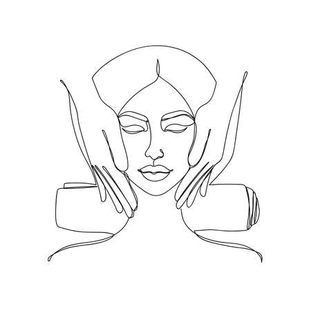 Abstract image in a linear style of a woman.のイラスト素材