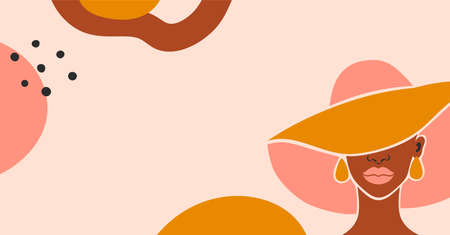 Banner of a female portrait of an African Americanのイラスト素材