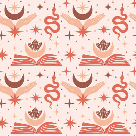 Beautiful set of mystic details in a flat style.のイラスト素材