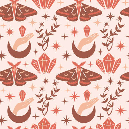 Beautiful set of mystic details in a flat style.のイラスト素材