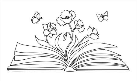 Wildflower in a hand drawn line art style.のイラスト素材