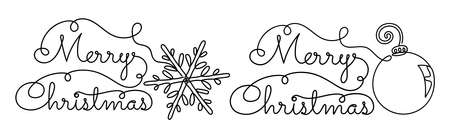 Set of Christmas details in a linear style.のイラスト素材