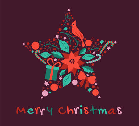 Christmas details in a modern flat art style.のイラスト素材
