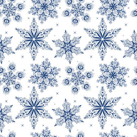 Merry Christmas seamless pattern with beautiful snowflakes.のイラスト素材
