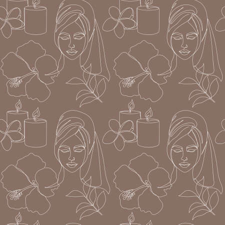 Seamless beauty pattern in a line style.のイラスト素材