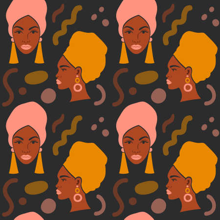 Abstract background with a flat art black woman.のイラスト素材