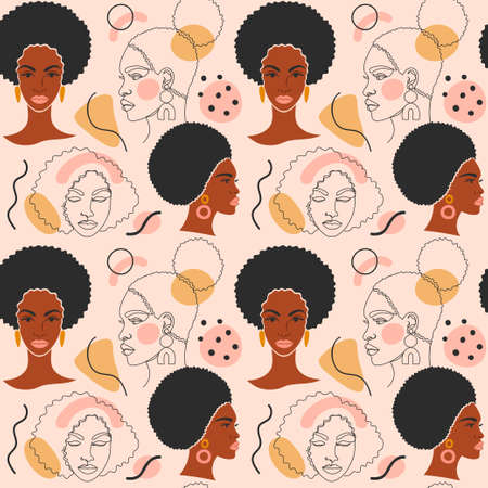 Abstract background with a flat art black woman.のイラスト素材