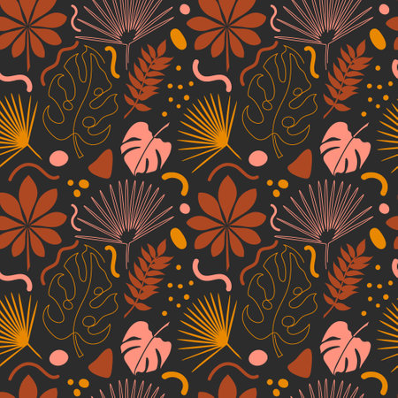 Abstract background with flat art tropical leaves.のイラスト素材