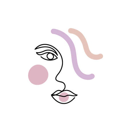 Face of an abstract woman with colorful shapes.のイラスト素材