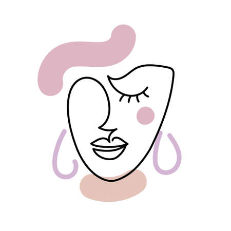 Face of an abstract woman with colorful shapes.のイラスト素材