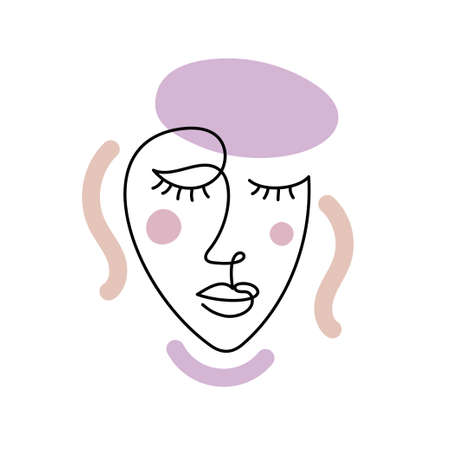 Face of an abstract woman with colorful shapes.のイラスト素材