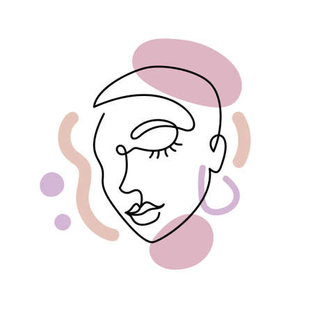 Face of an abstract woman with colorful shapes.のイラスト素材