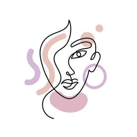 Face of an abstract woman with colorful shapes.のイラスト素材