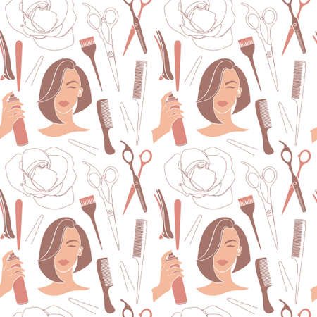 Hairdresser collection in a flat art style.のイラスト素材
