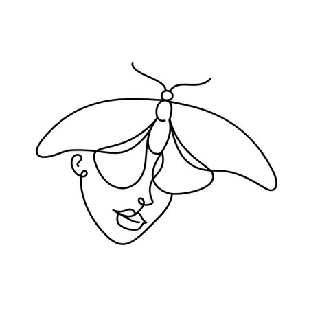 Face of an abstract woman with a butterfly.のイラスト素材
