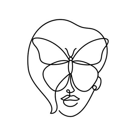 Face of an abstract woman with a butterfly.のイラスト素材