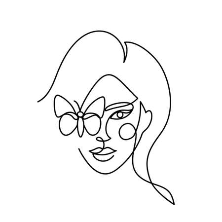 Face of an abstract woman with a butterfly.のイラスト素材