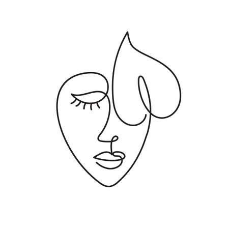 Face of an abstract woman with a flower.のイラスト素材