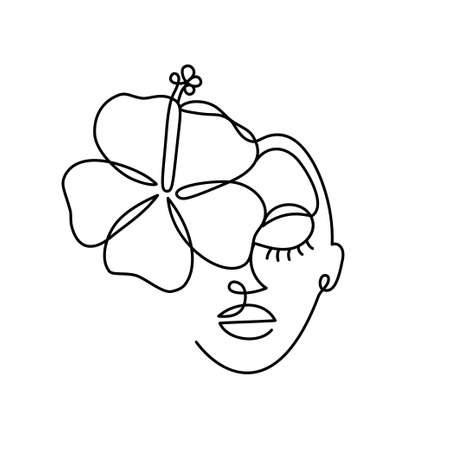Face of an abstract woman with a flower.のイラスト素材