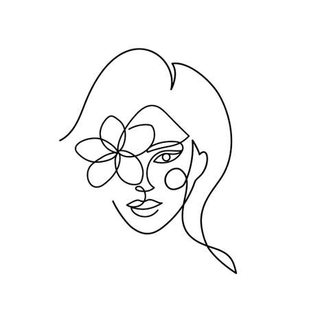 Face of an abstract woman with a flower.のイラスト素材