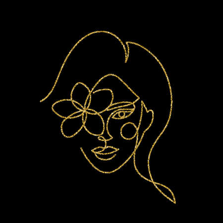 Face of an abstract woman with a flower.のイラスト素材