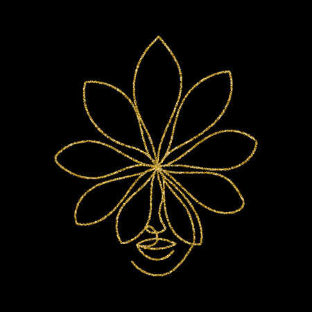 Face of an abstract woman with a leaf.のイラスト素材