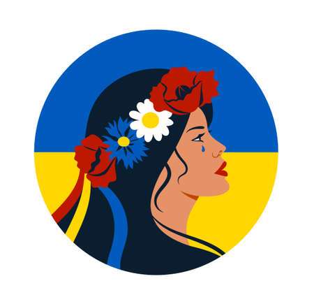 Face of an Ukrainian woman with in a circle.のイラスト素材