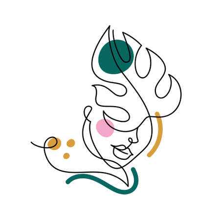 Face of an abstract woman with a flower.のイラスト素材