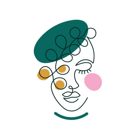 Face of an abstract woman with a flower.のイラスト素材