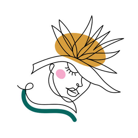 Face of an abstract woman with a flower.のイラスト素材