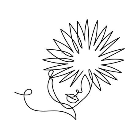 Face of an abstract woman with a leaf.のイラスト素材